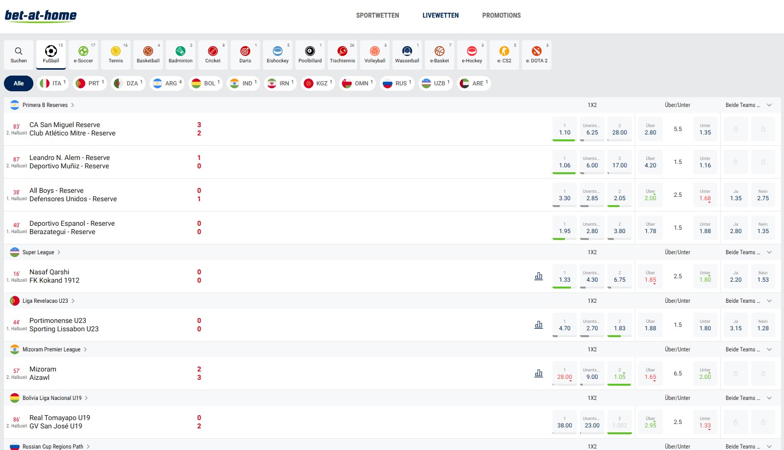 bet-at-home Live-Wetten