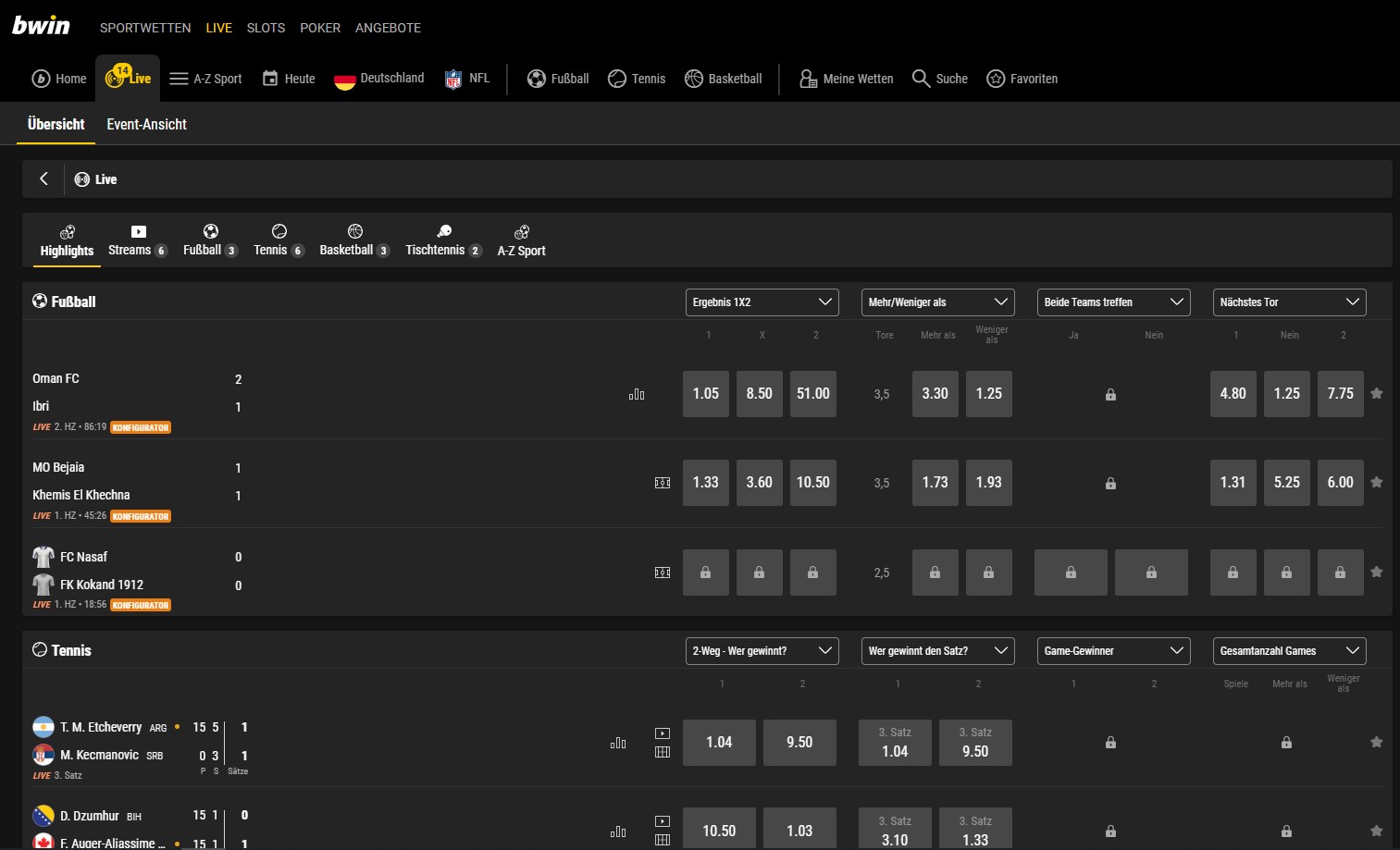 bwin Live-Wetten & Streams