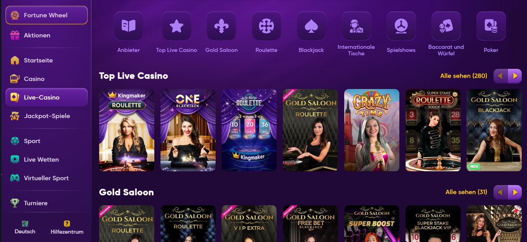 Kingmaker Live-Casino