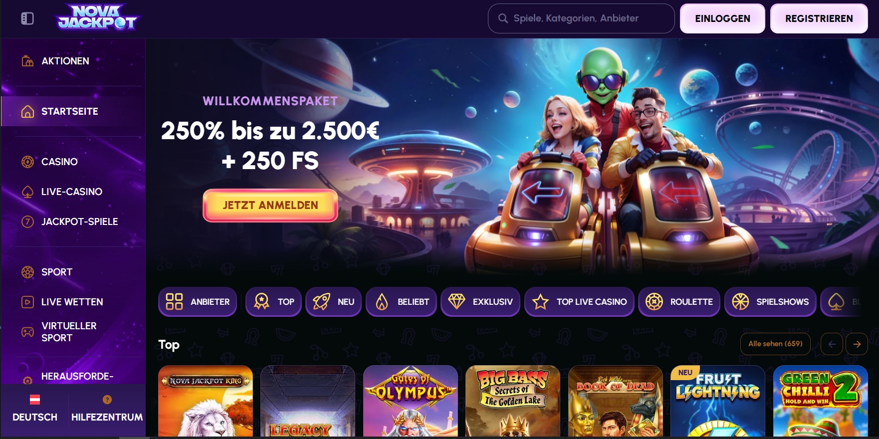 NovaJackpot Homepage