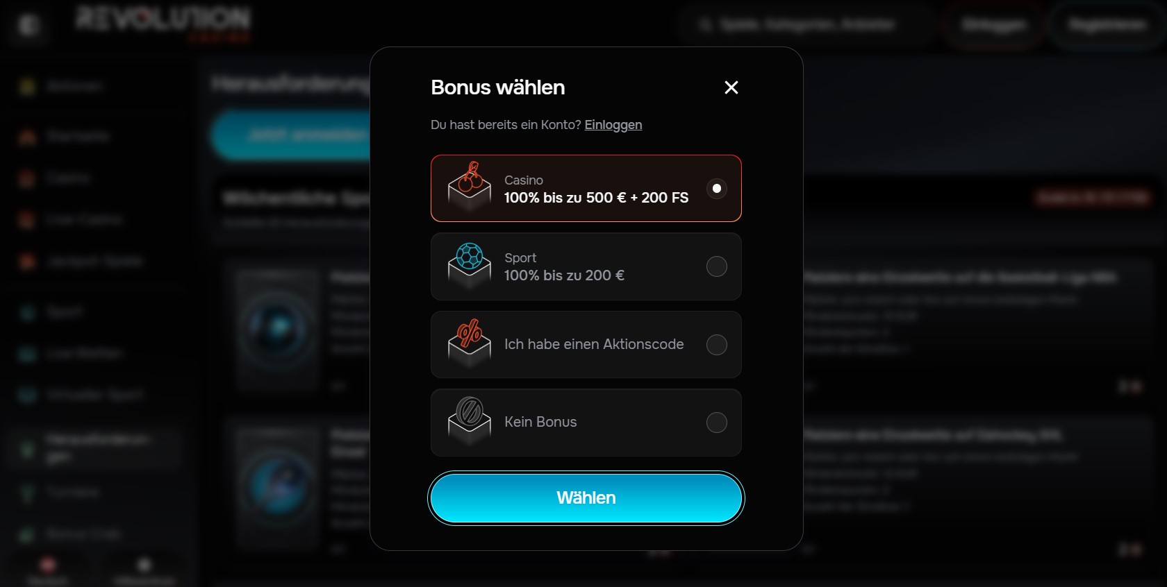 Revolution Casino Bonus