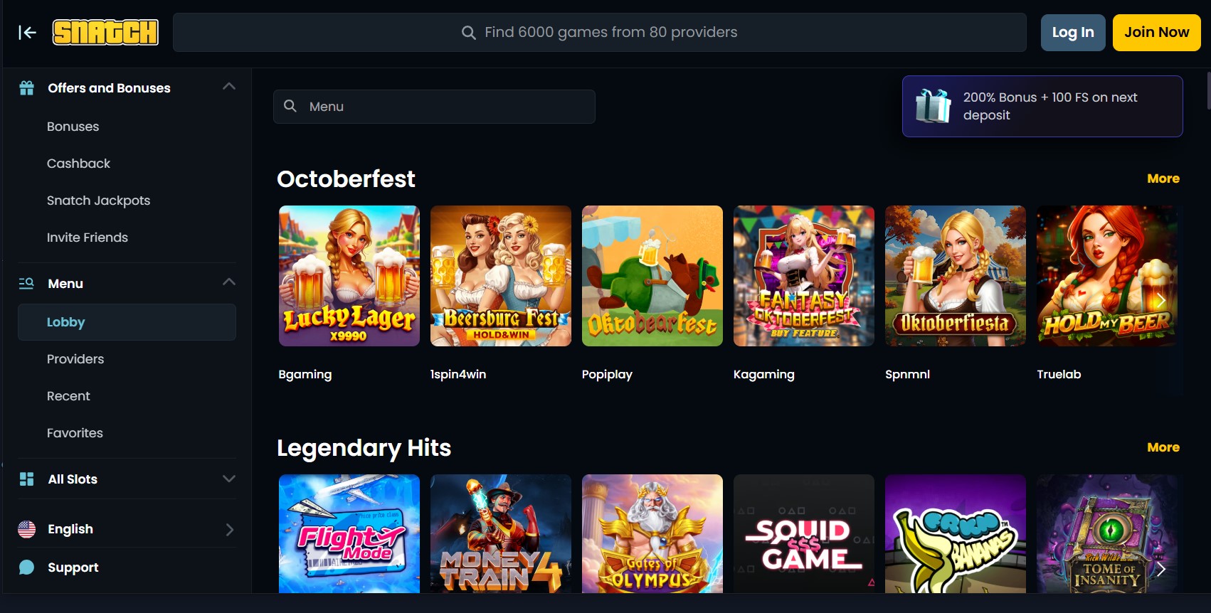 Snatch Casino Spiele