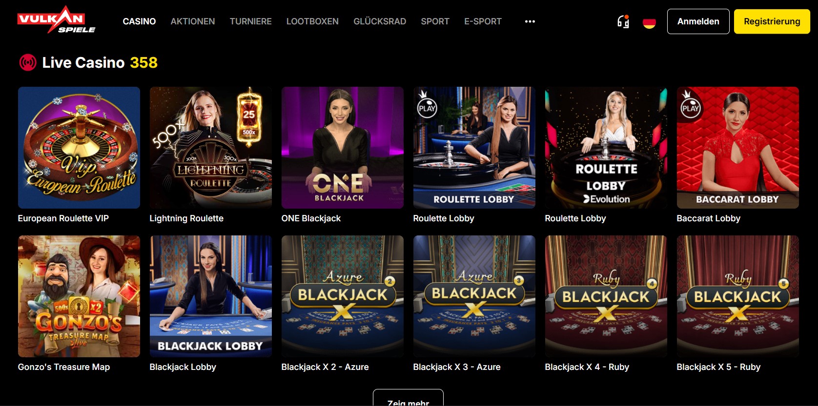 Vulkan Spiele Live-Casino