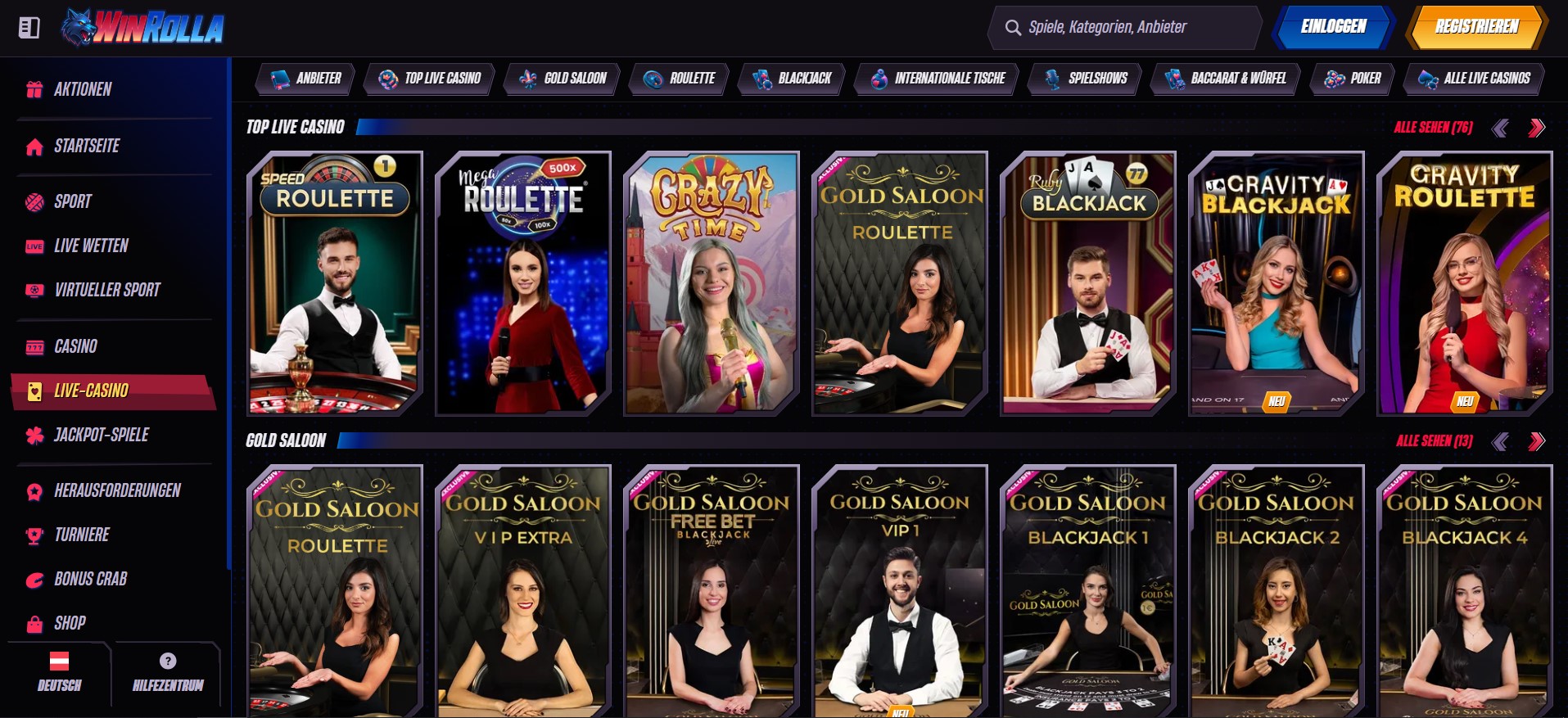 Winrolla Casino Live-Casino