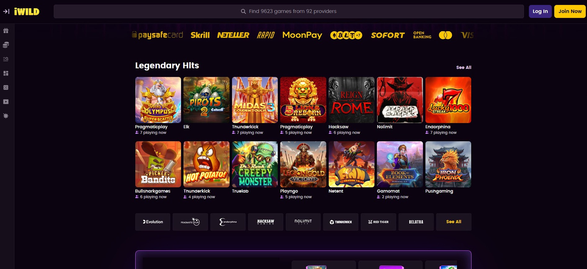 iWild Casino Homepage