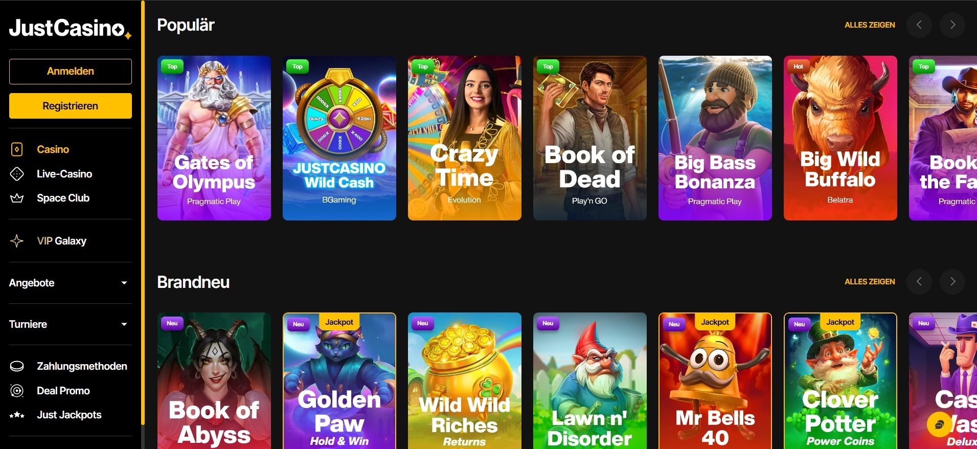 JustCasino Spiele