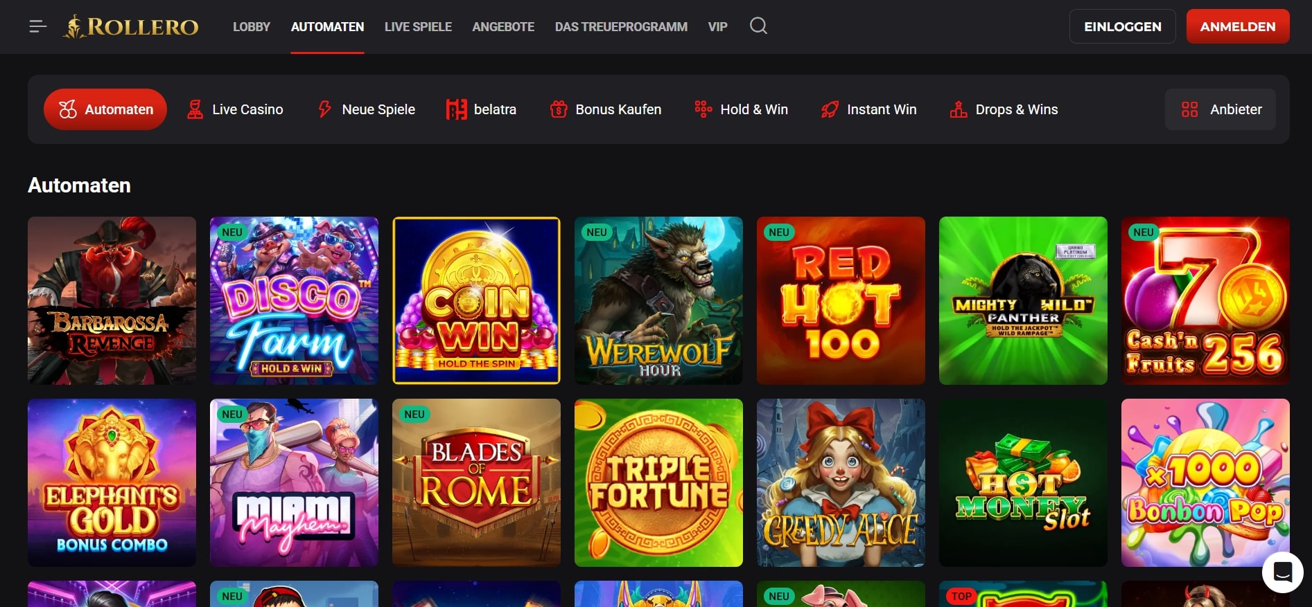 Rollero Casino Spiele