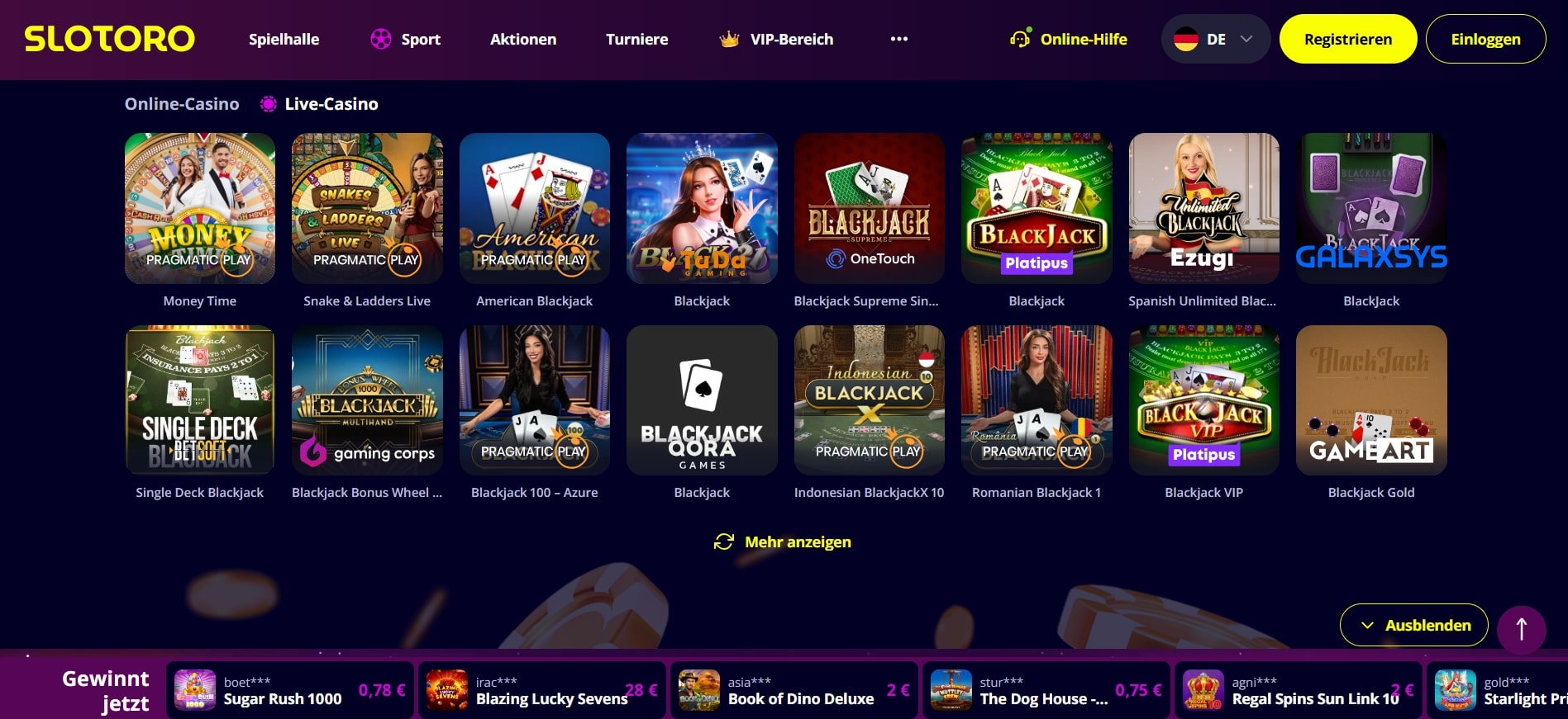 Slotoro Casino Live-Casino