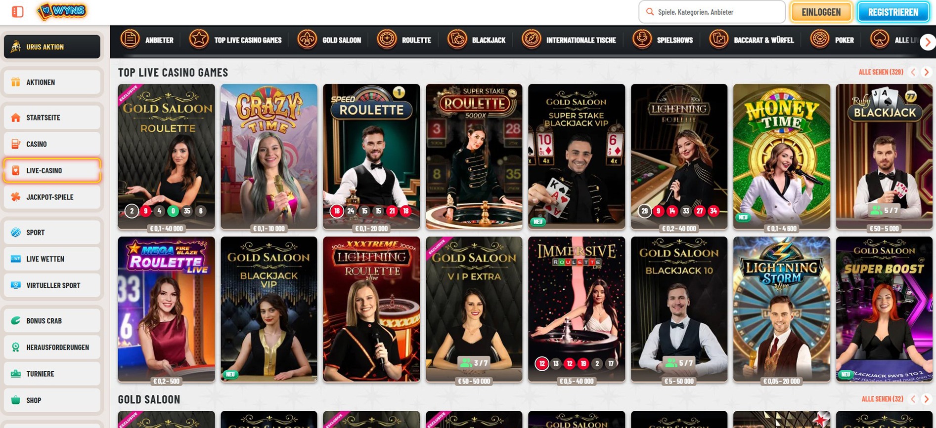 Wyns Casino Live-Casino