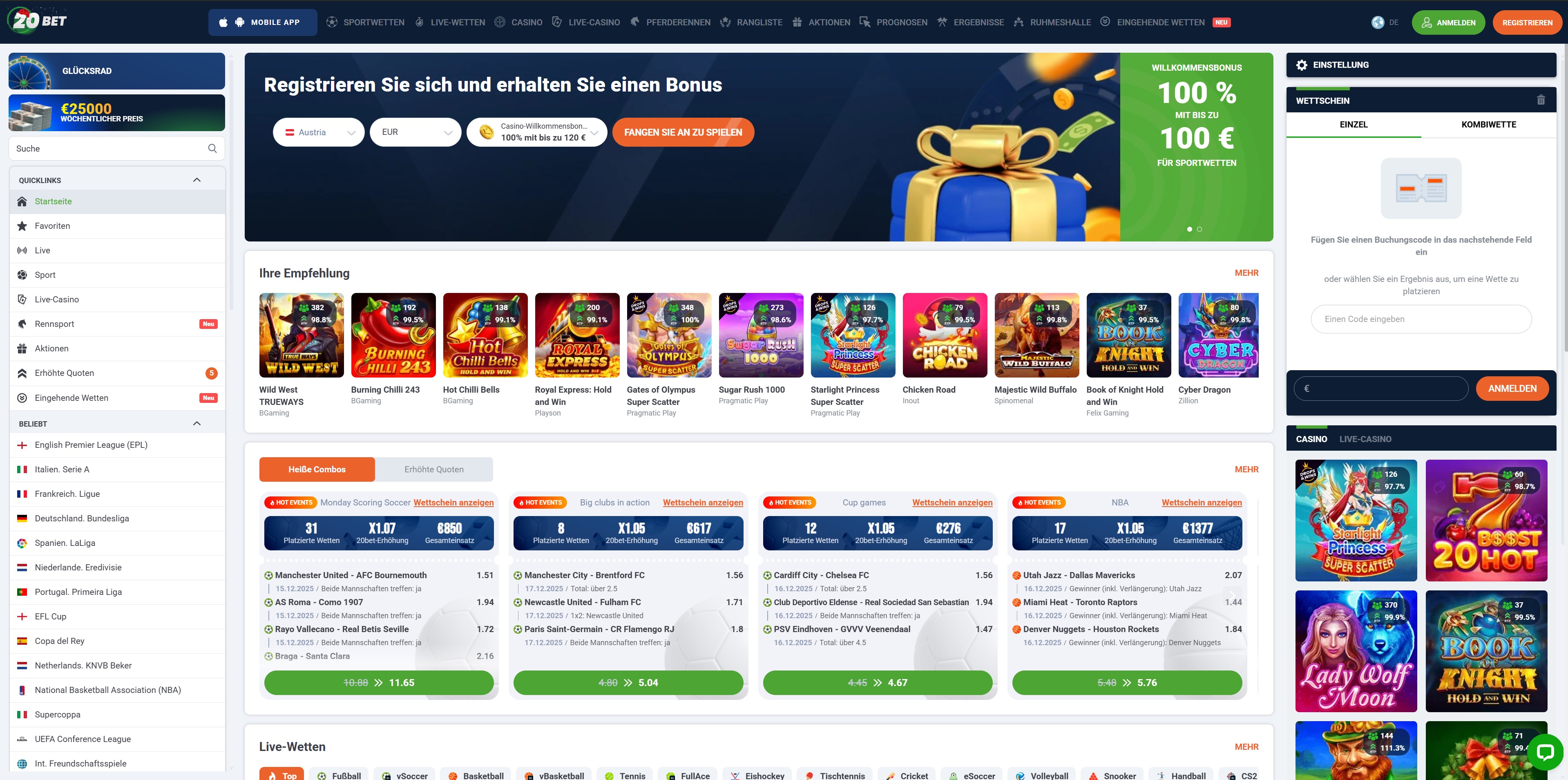20Bet Homepage