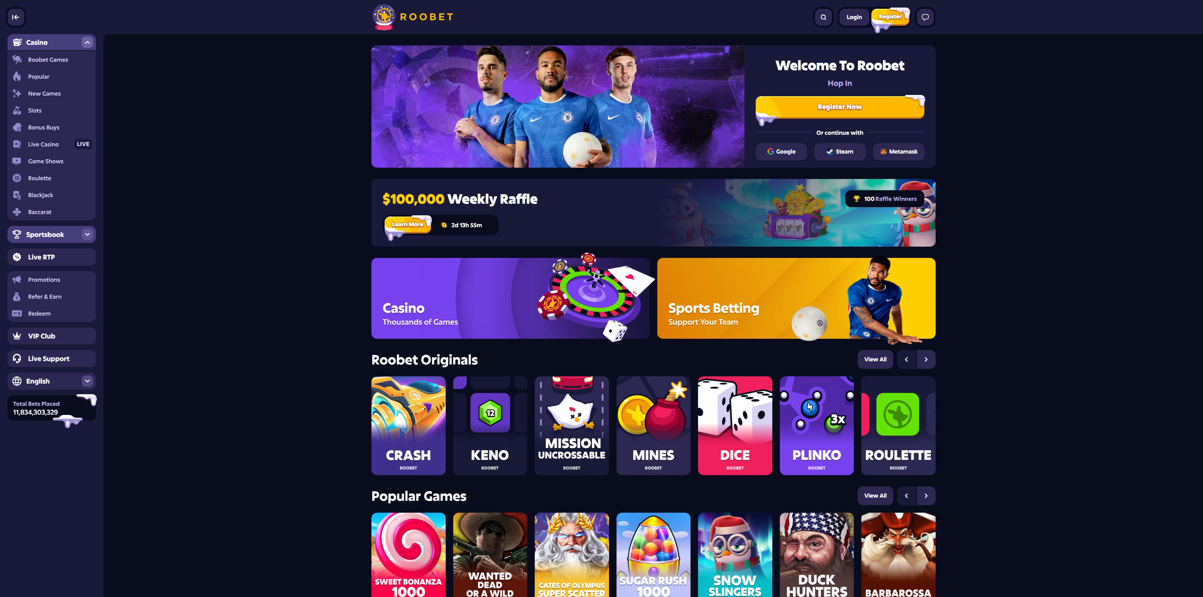 Roobet Homepage