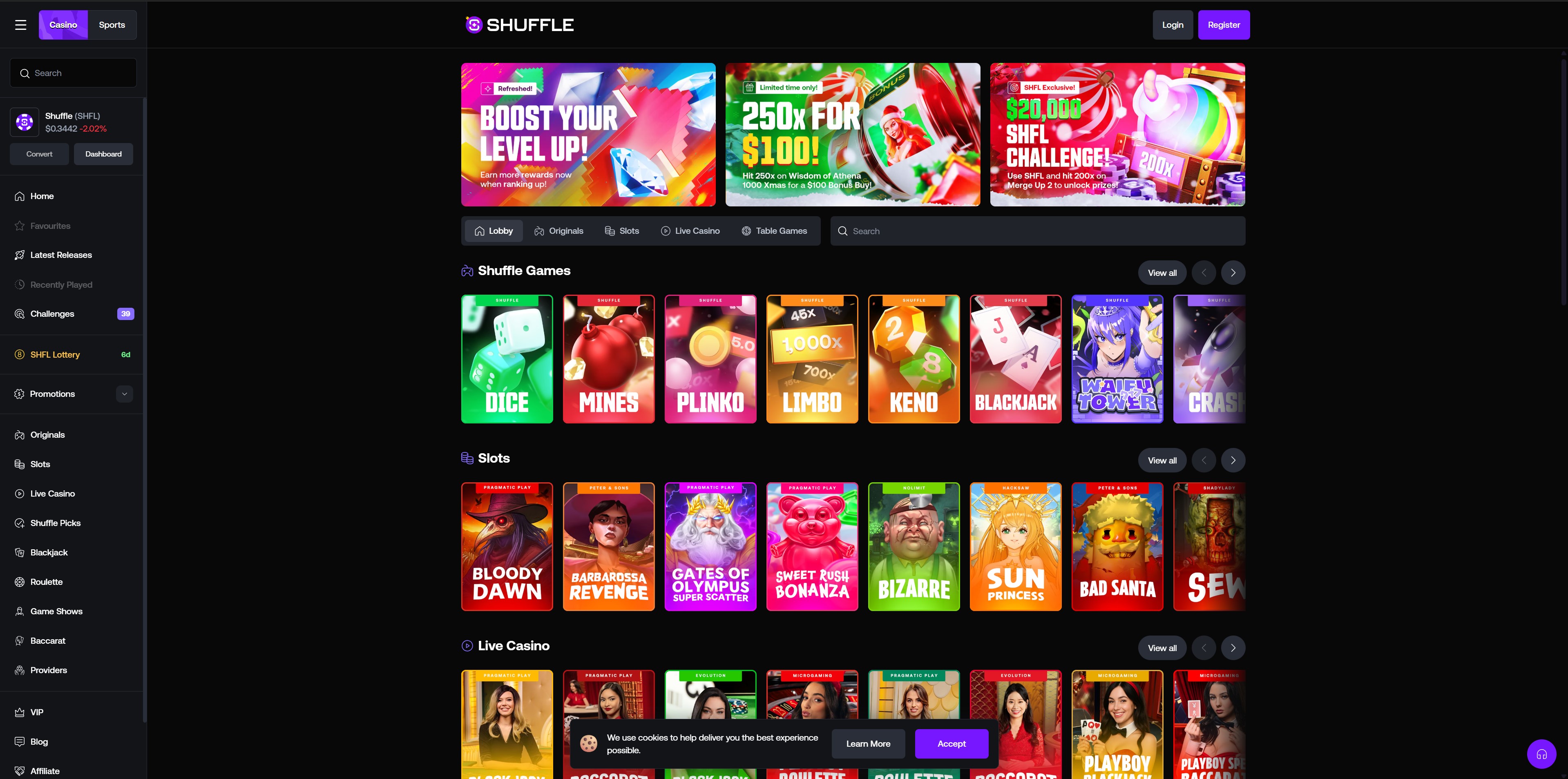 Shuffle.com Homepage