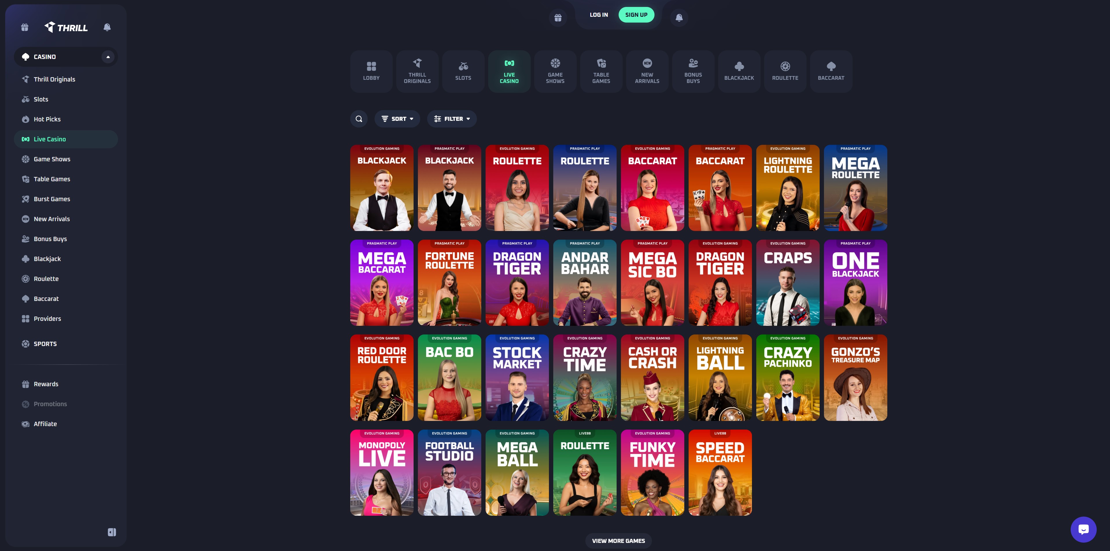 Thrill.com Live-Casino